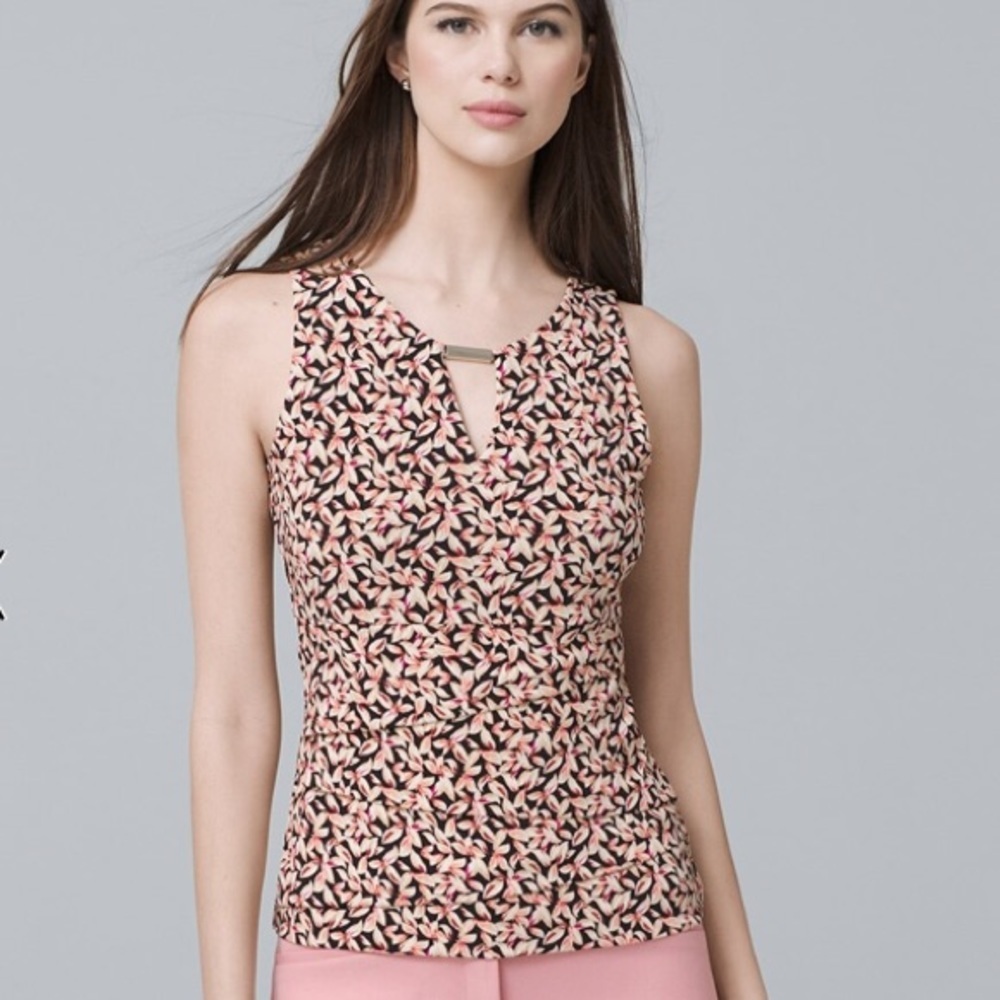 New! WHBM XS matte jersey printed tiered top.